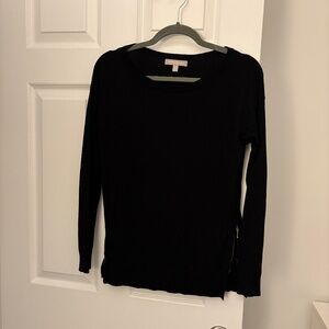 Banana Republic Sweater, Boat neck, zipped sides, hip-length Black XS